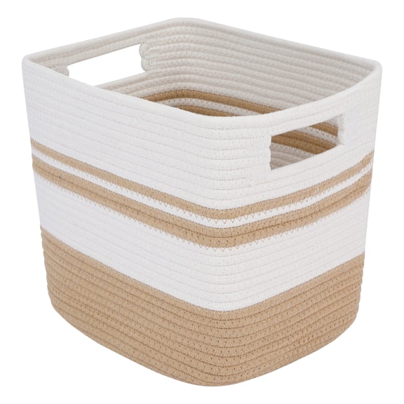 Unique Bargains Woven Storage Basket for Blankets Organizer Flaxen 11*11*11in