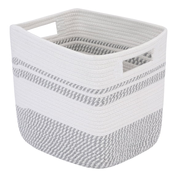 Unique Bargains Woven Storage Basket for Blankets Organizer Gray 11*11*11in
