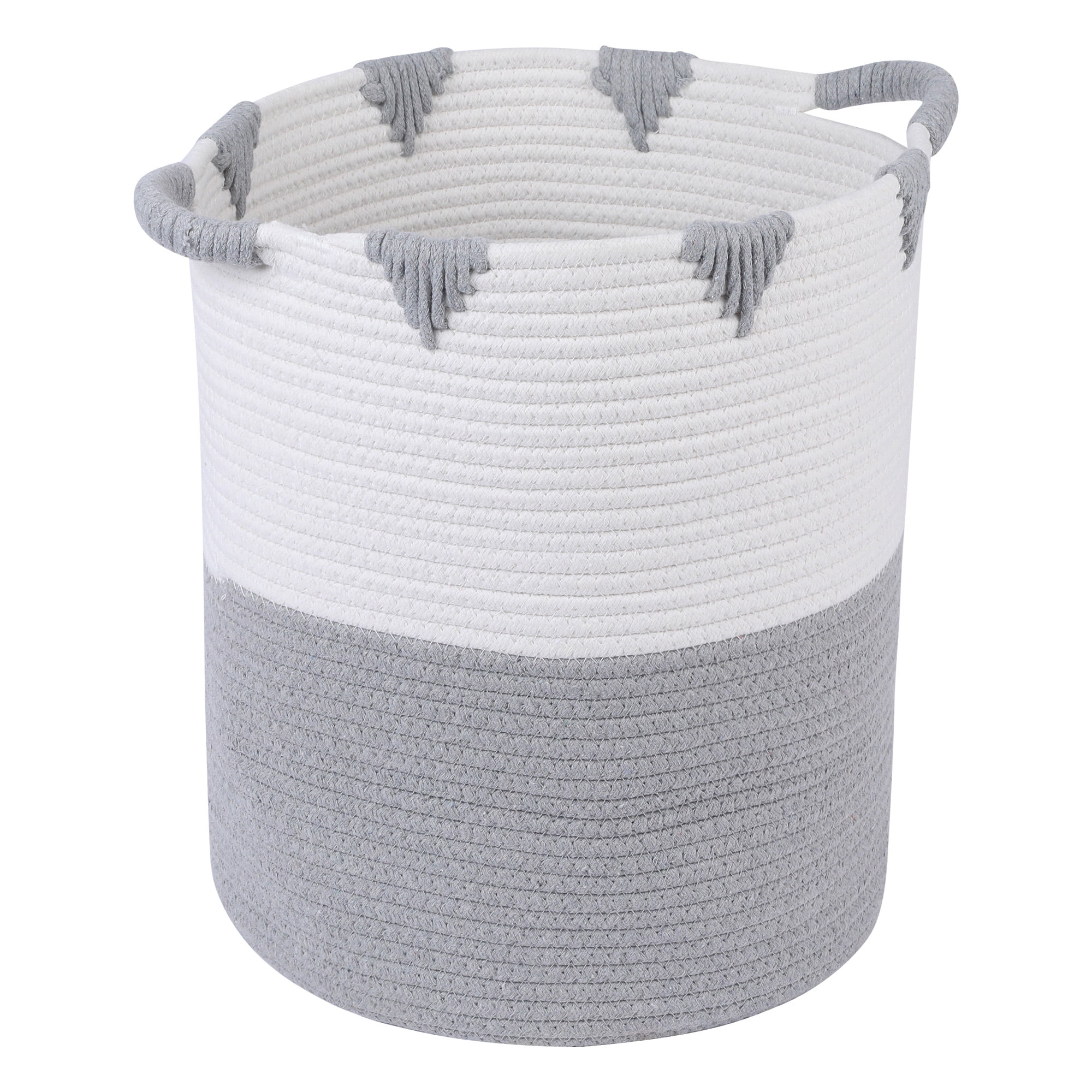 Unique Bargains Woven Storage Basket for Clothes Organizer Bin Gray/White 11.8*14.2in