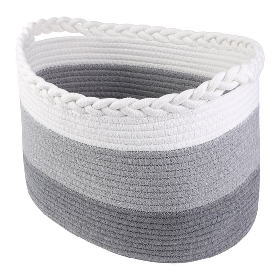 Unique Bargains Woven Storage Basket for Clothes Organizer Bin with Handles Gray