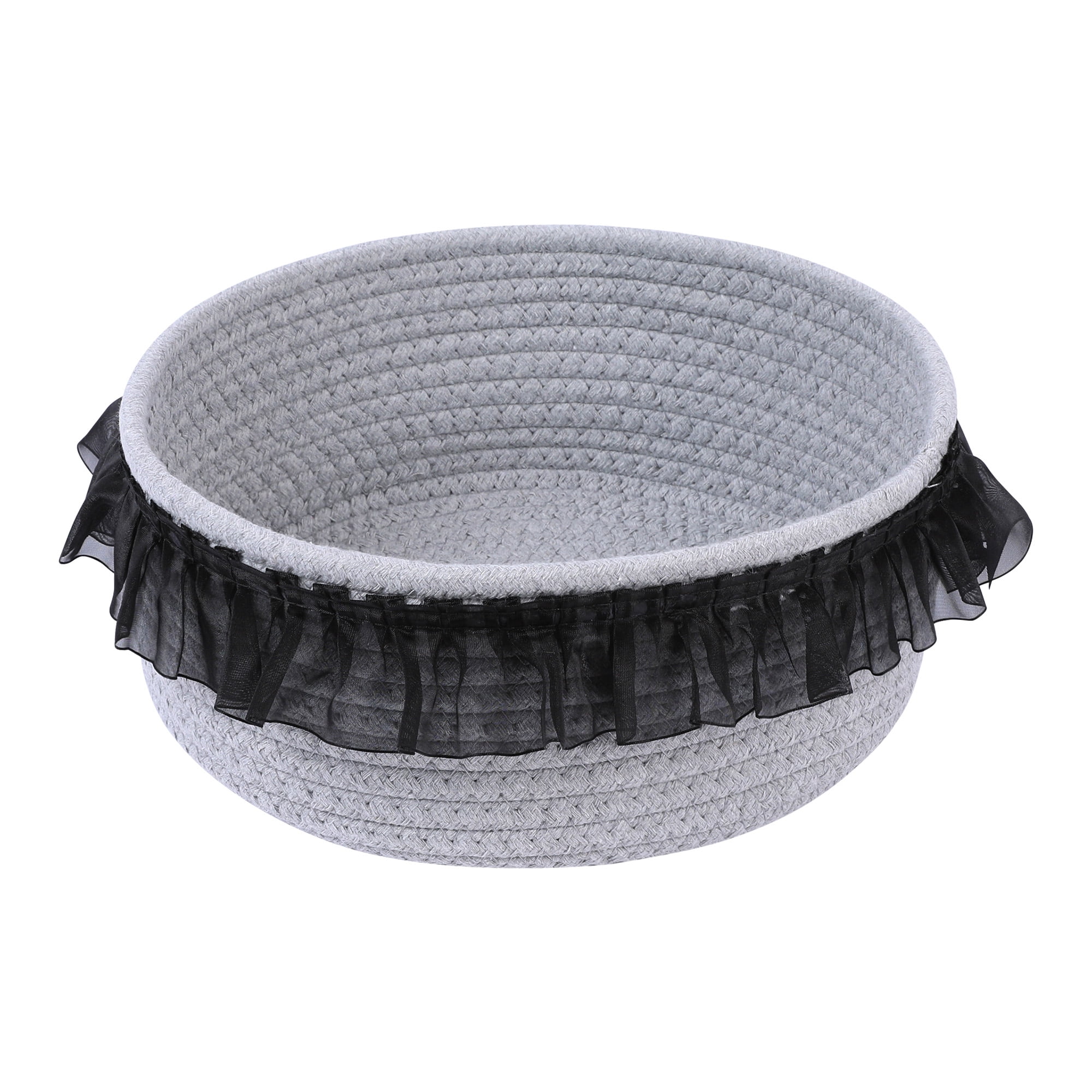 Unique Bargains Woven Storage Basket for Entryway Desk Gray/Black 10.8*10.2*4.3in
