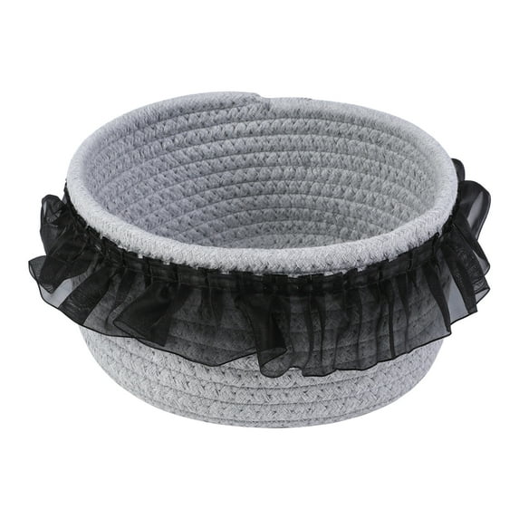 Unique Bargains Woven Storage Basket for Entryway Desk Gray/Black 6.9*5.9*3.5in