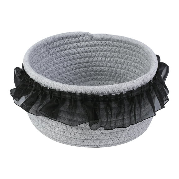 Unique Bargains Woven Storage Basket for Entryway Desk Gray/Black 6.9*5.9*3.5in