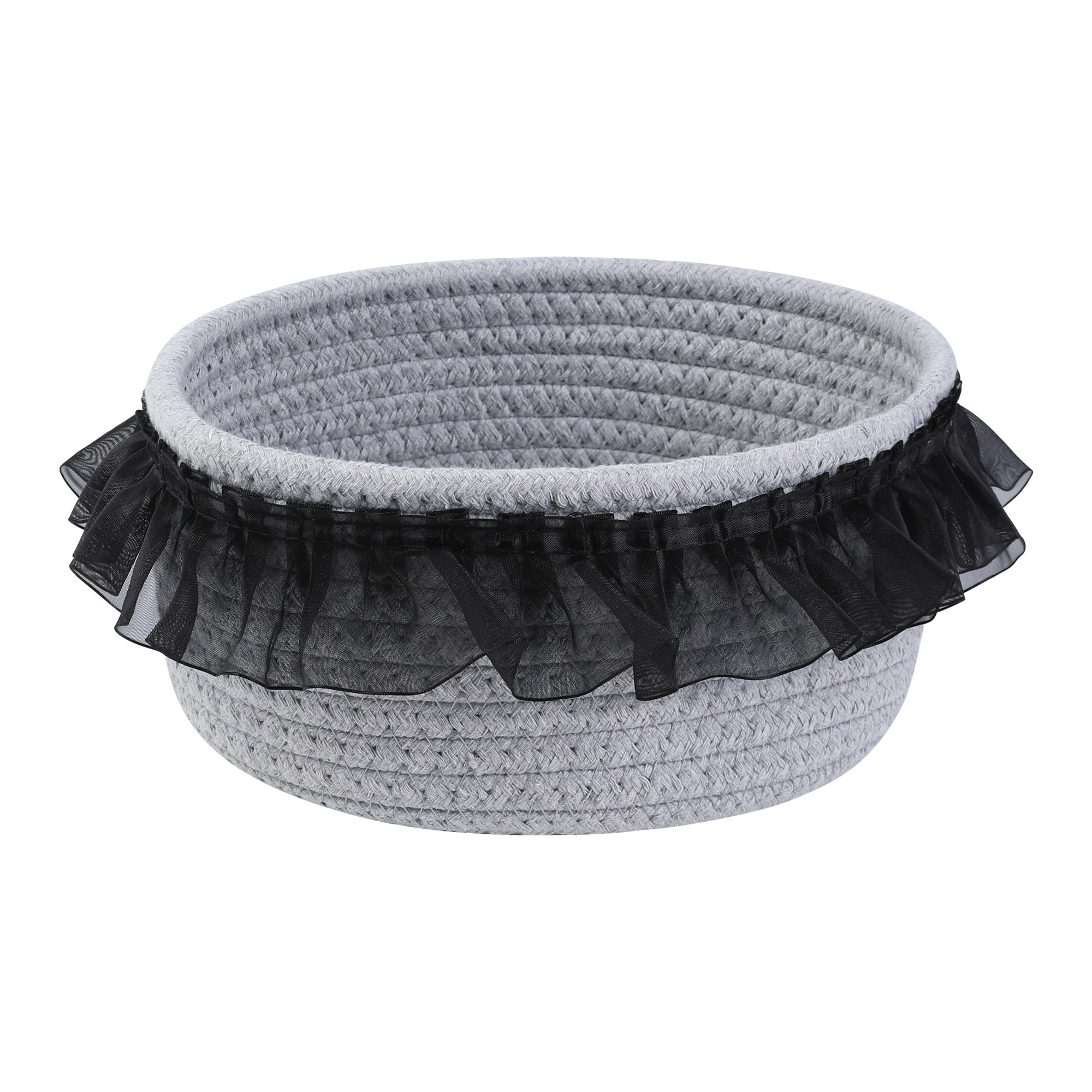 Unique Bargains Woven Storage Basket for Entryway Desk Gray/Black 8.5*7.5*3.7in