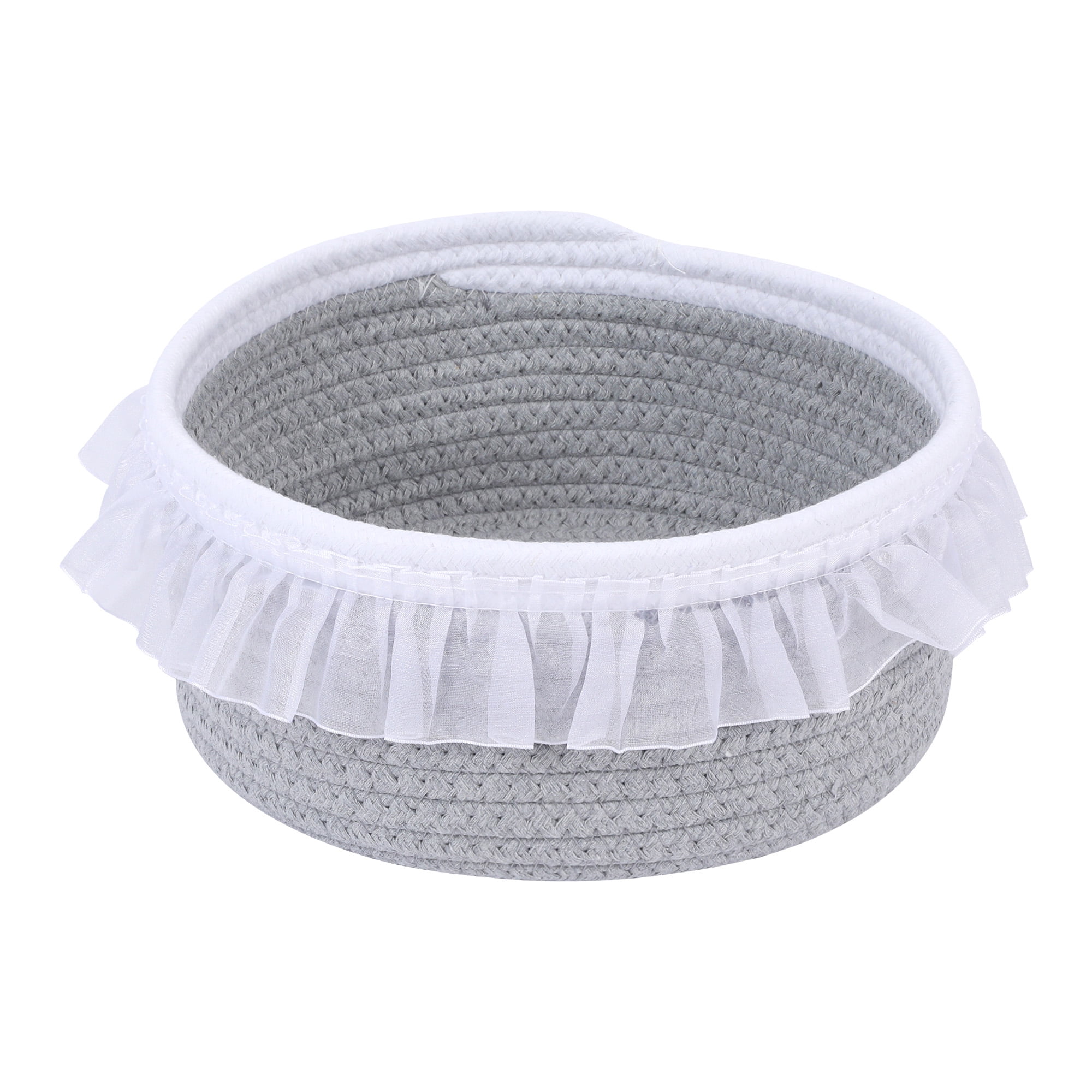 Unique Bargains Woven Storage Basket for Entryway Desk Gray/White 10.8*10.2*4.3in