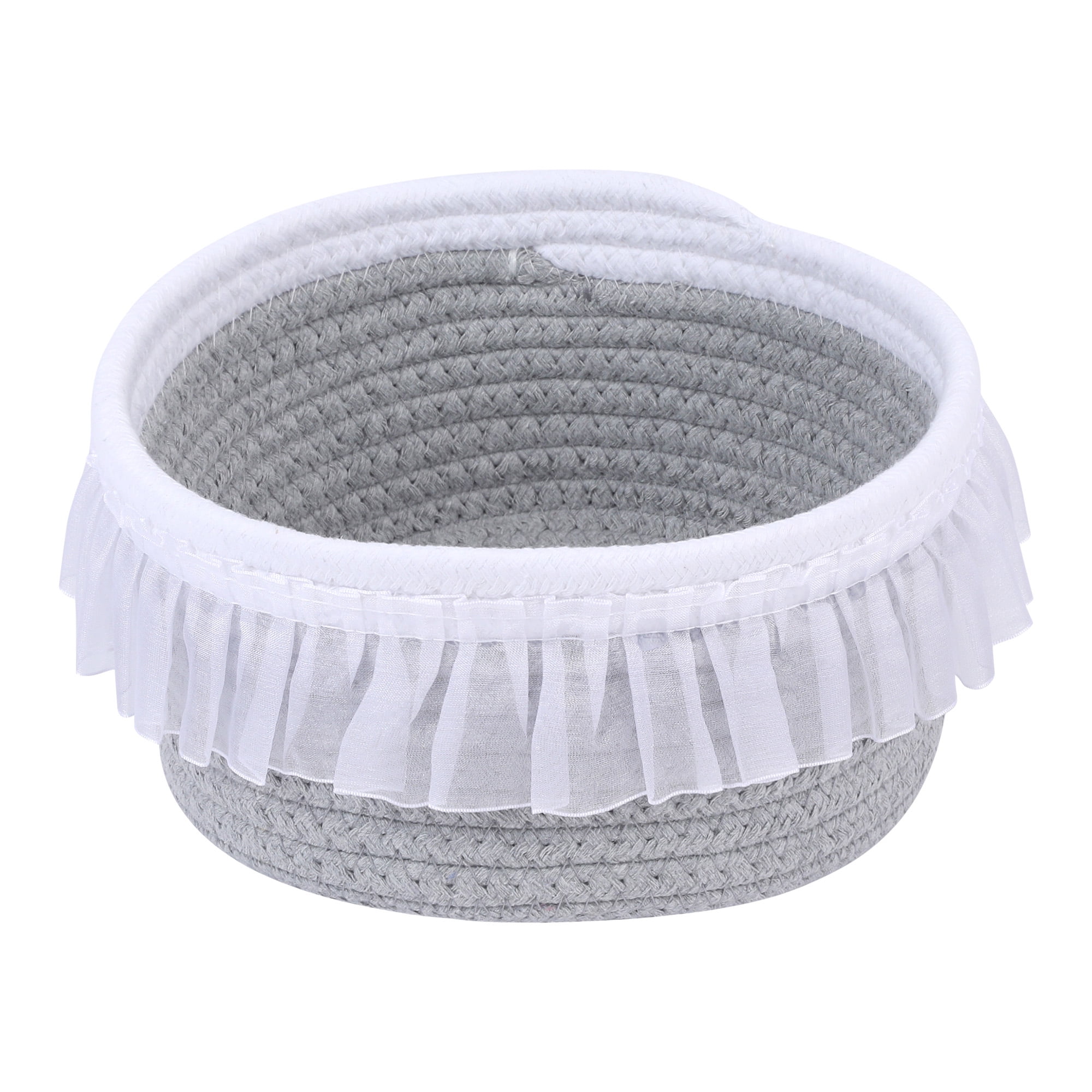 Unique Bargains Woven Storage Basket for Entryway Desk Gray/White 8.5*7.5*3.7in