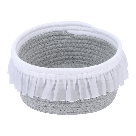 Unique Bargains Woven Storage Basket for Entryway Desk Gray/White 8.5*7.5*3.7in