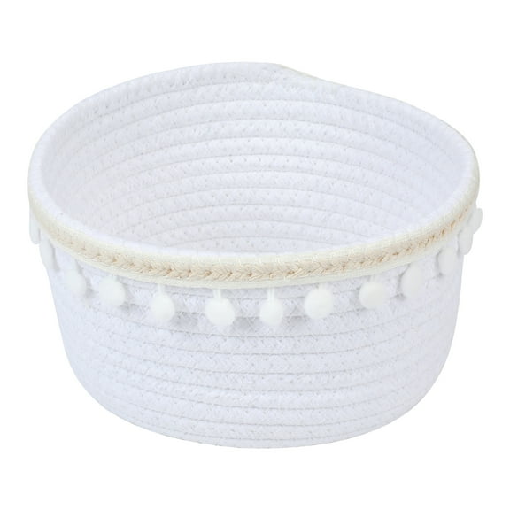 Unique Bargains Woven Storage Basket for Key Tray Bowl White 8.1*3.7in