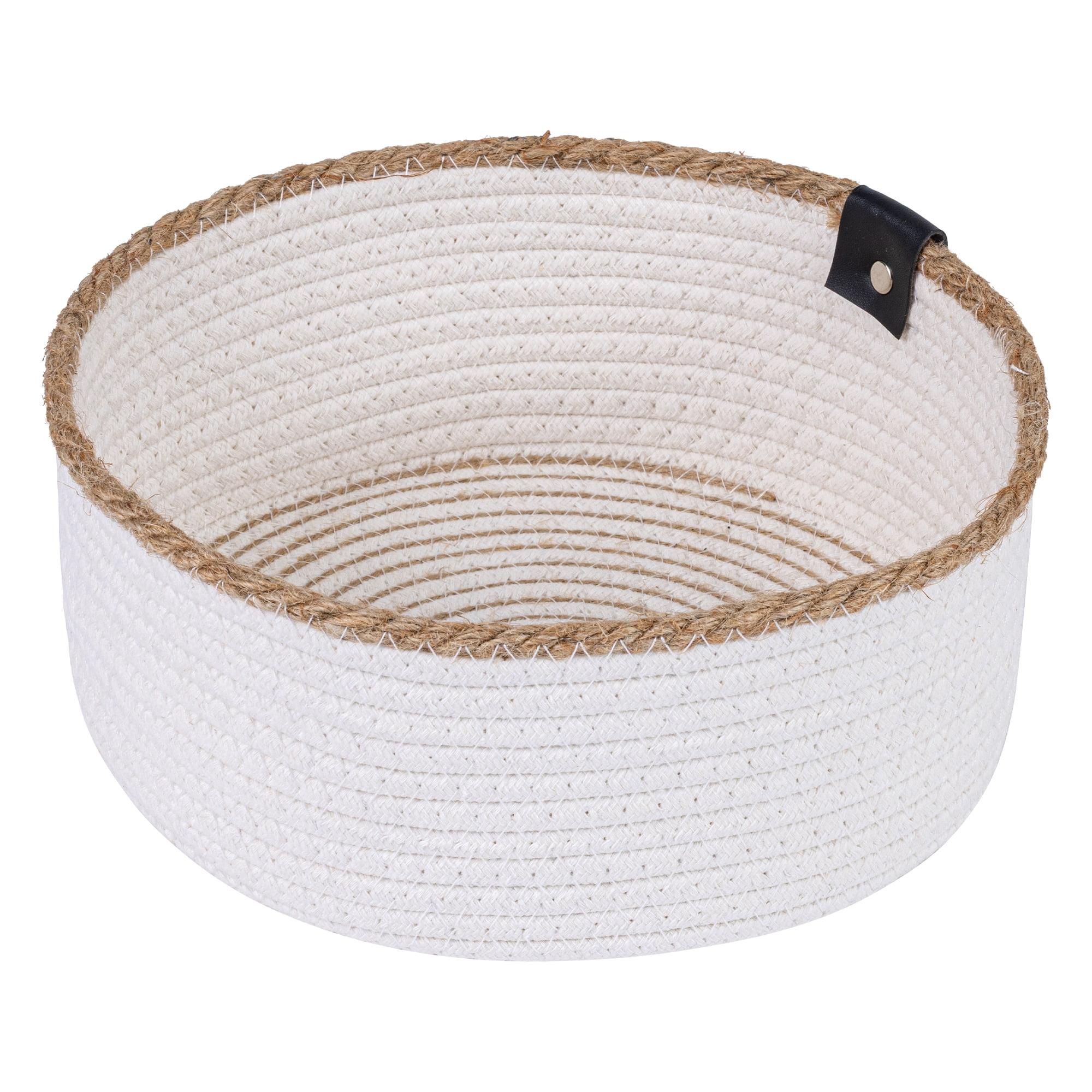 Unique Bargains Woven Storage Basket for Key Tray Bowl White-Brown 9.4*9.4*3.9in