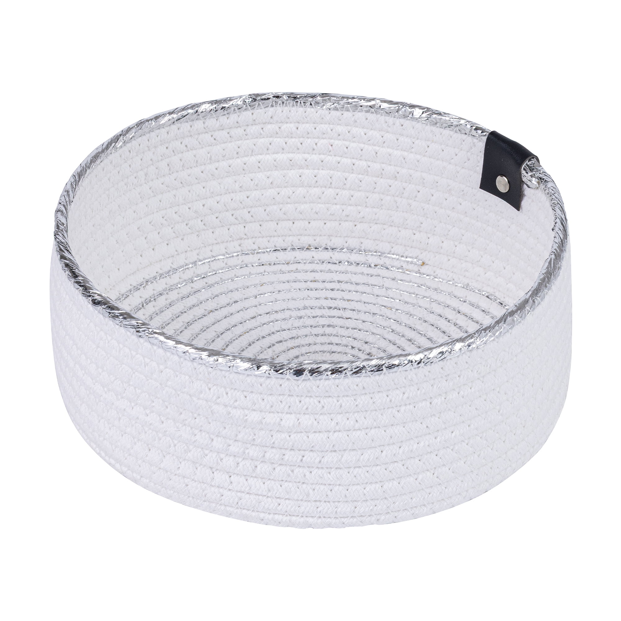 Unique Bargains Woven Storage Basket for Key Tray Bowl White-Silver 8.3*8.3*3.5in