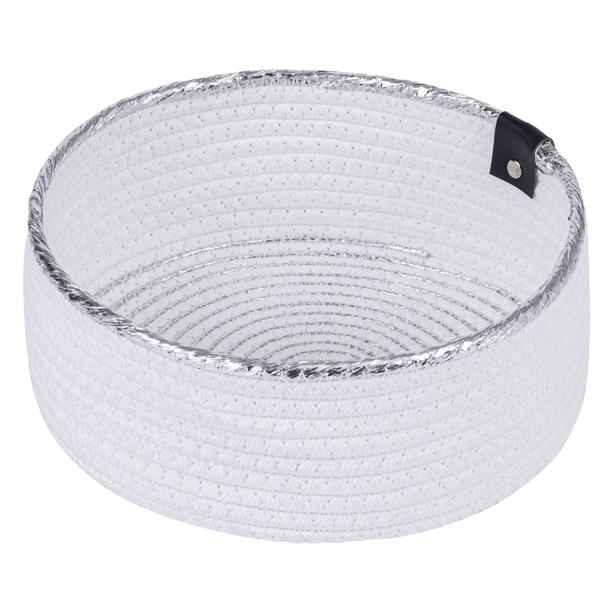 Unique Bargains Woven Storage Basket for Key Tray Bowl White-Silver 9.4 ...