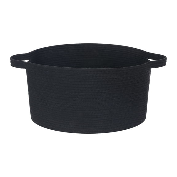 Unique Bargains Woven Storage Basket with Handle Shelf Storage Bin for Home Black