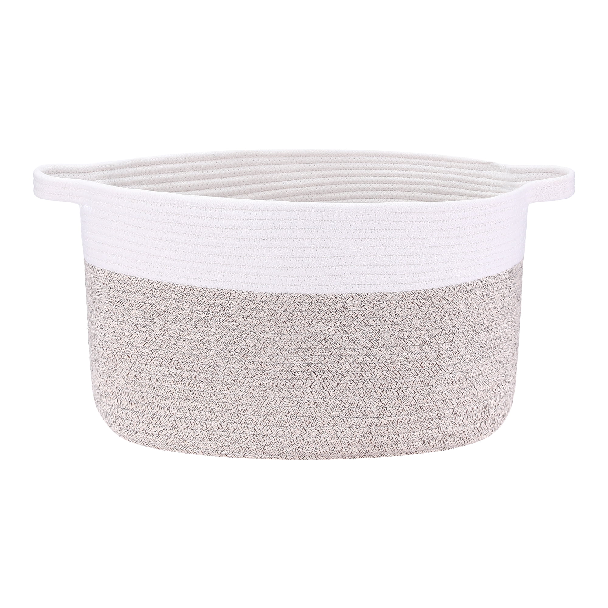Unique Bargains Woven Storage Basket with Handle Shelf Storage Bin for Home White Brown
