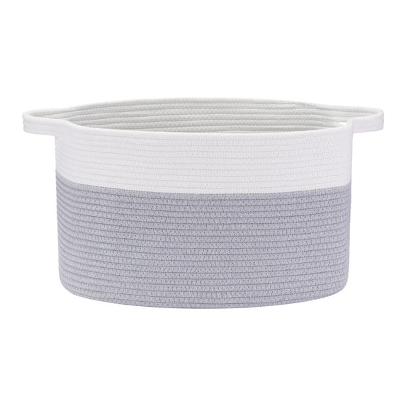 Unique Bargains Woven Storage Basket with Handle Shelf Storage Bin for Home White Grey