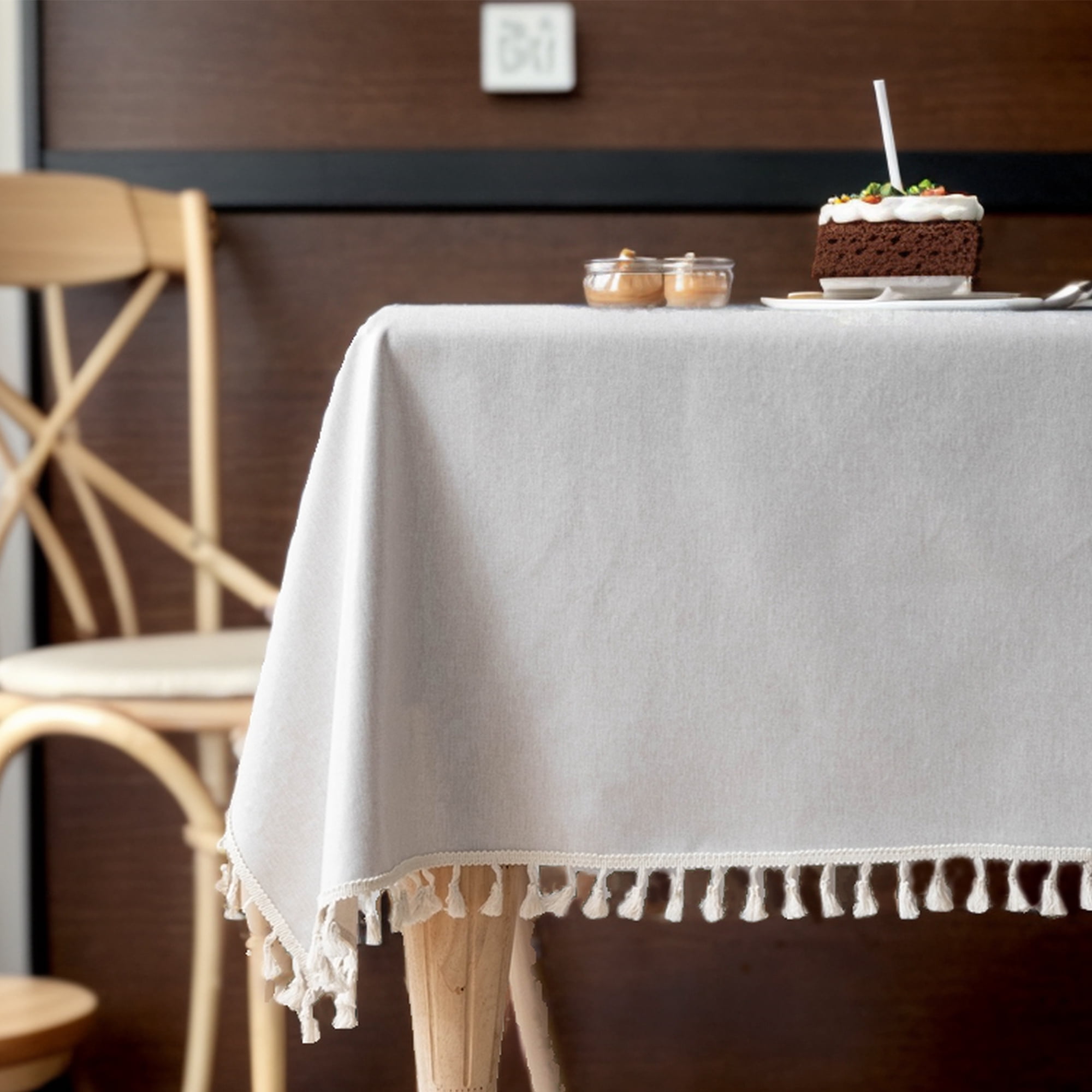 Unique Bargains Wrinkle Free Tablecloths for Holiday Camping Apricot 70.87"x55.12"