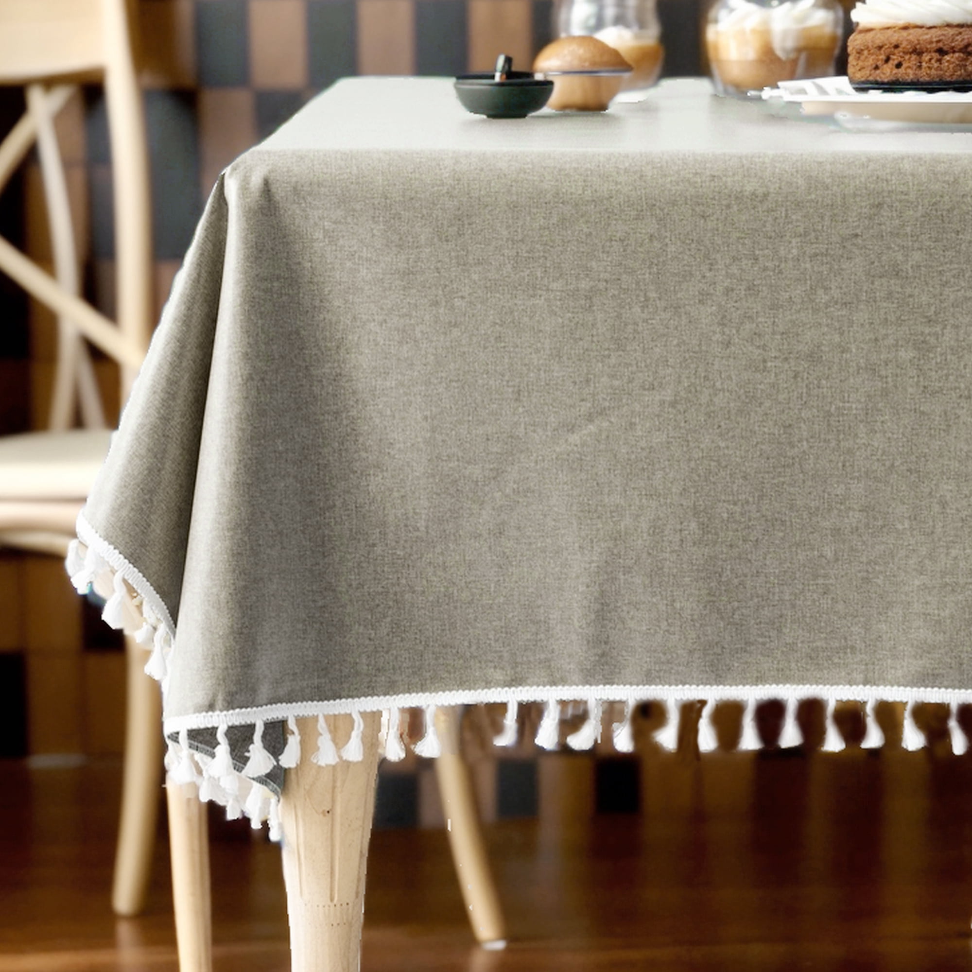 Unique Bargains Wrinkle Free Tablecloths for Holiday Camping Brown 55.12"x35.43"