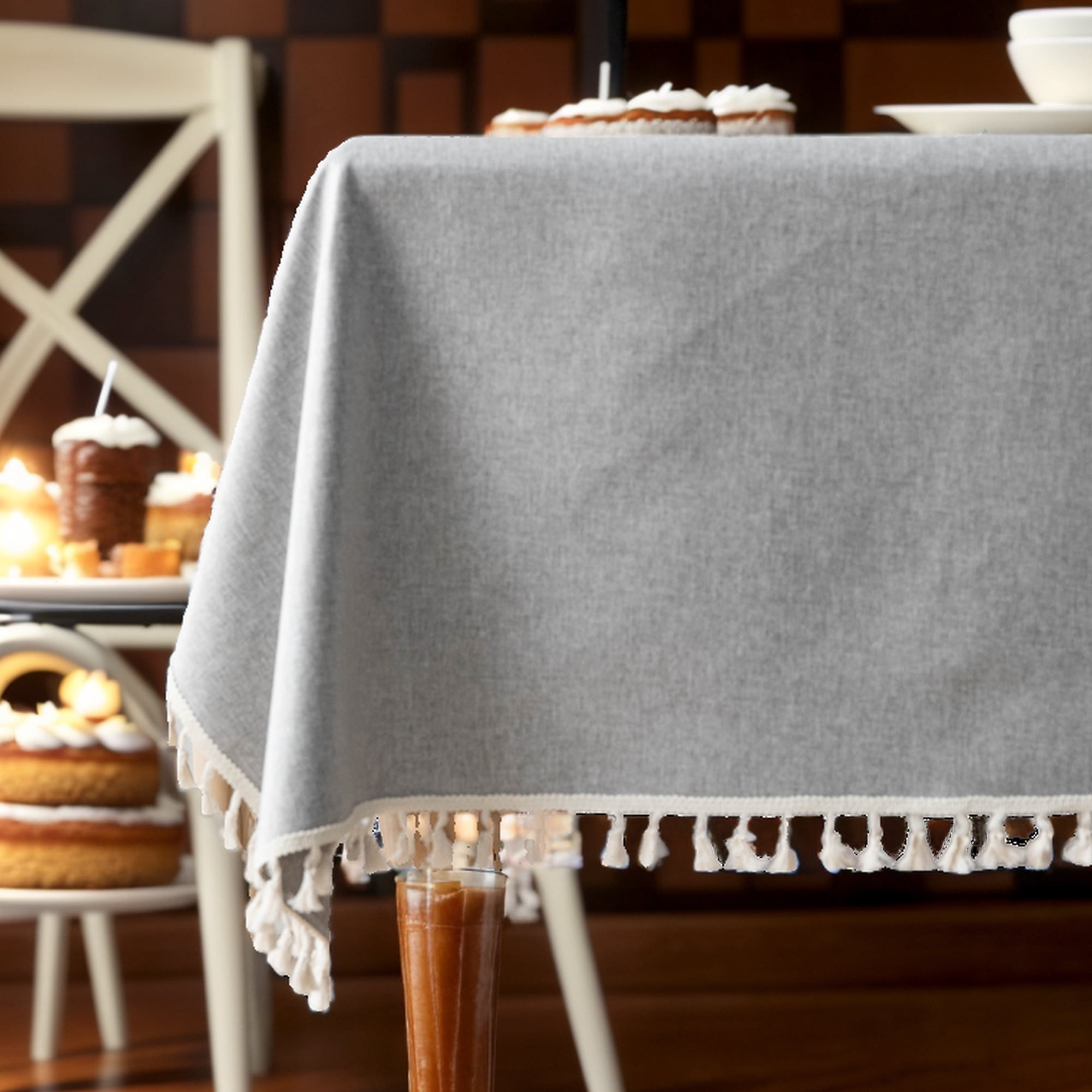Unique Bargains Wrinkle Free Tablecloths for Holiday Camping Gray 78.74"x55.12"