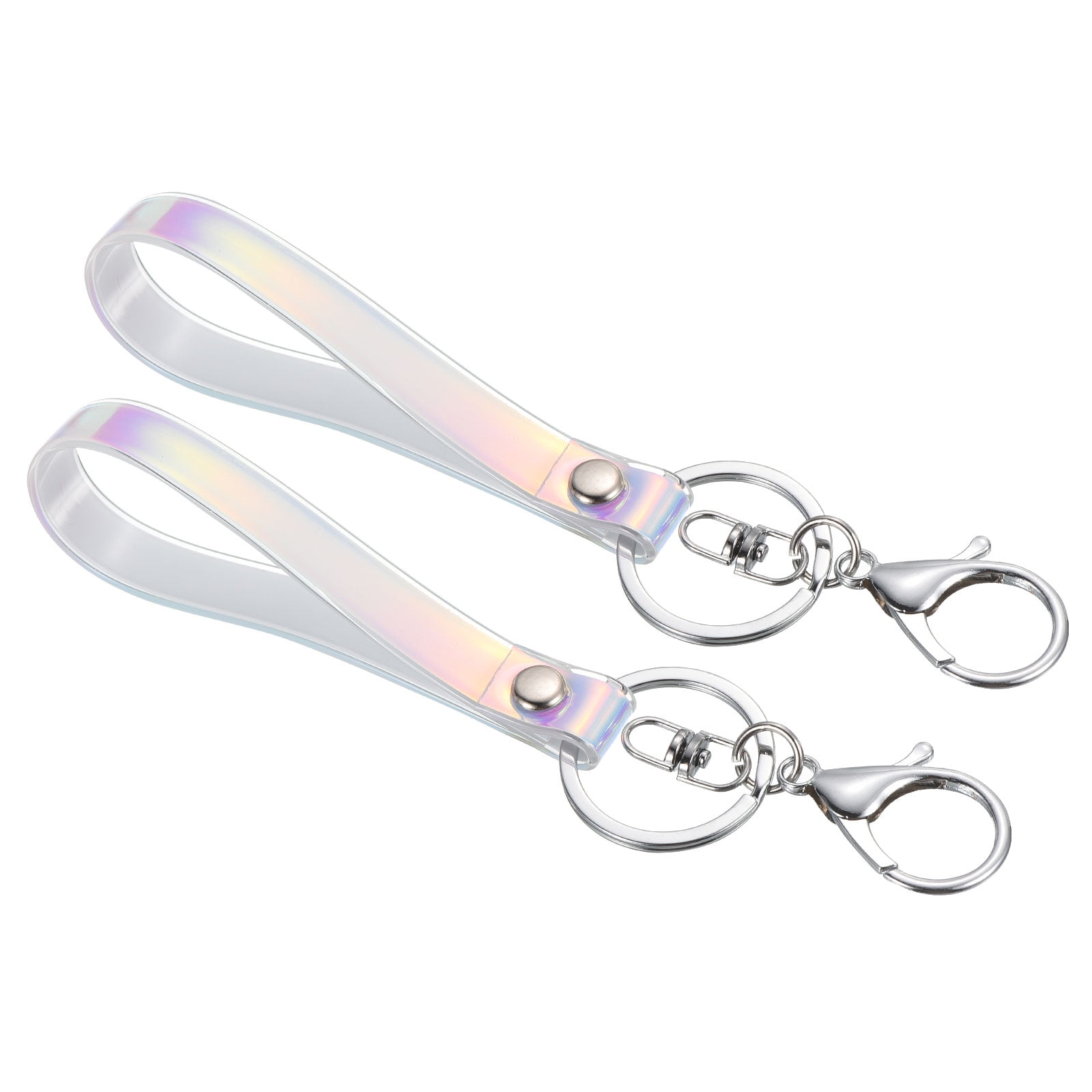 Unique Bargains Wrist Lanyard for Key Wristlet Strap Silver Keyring