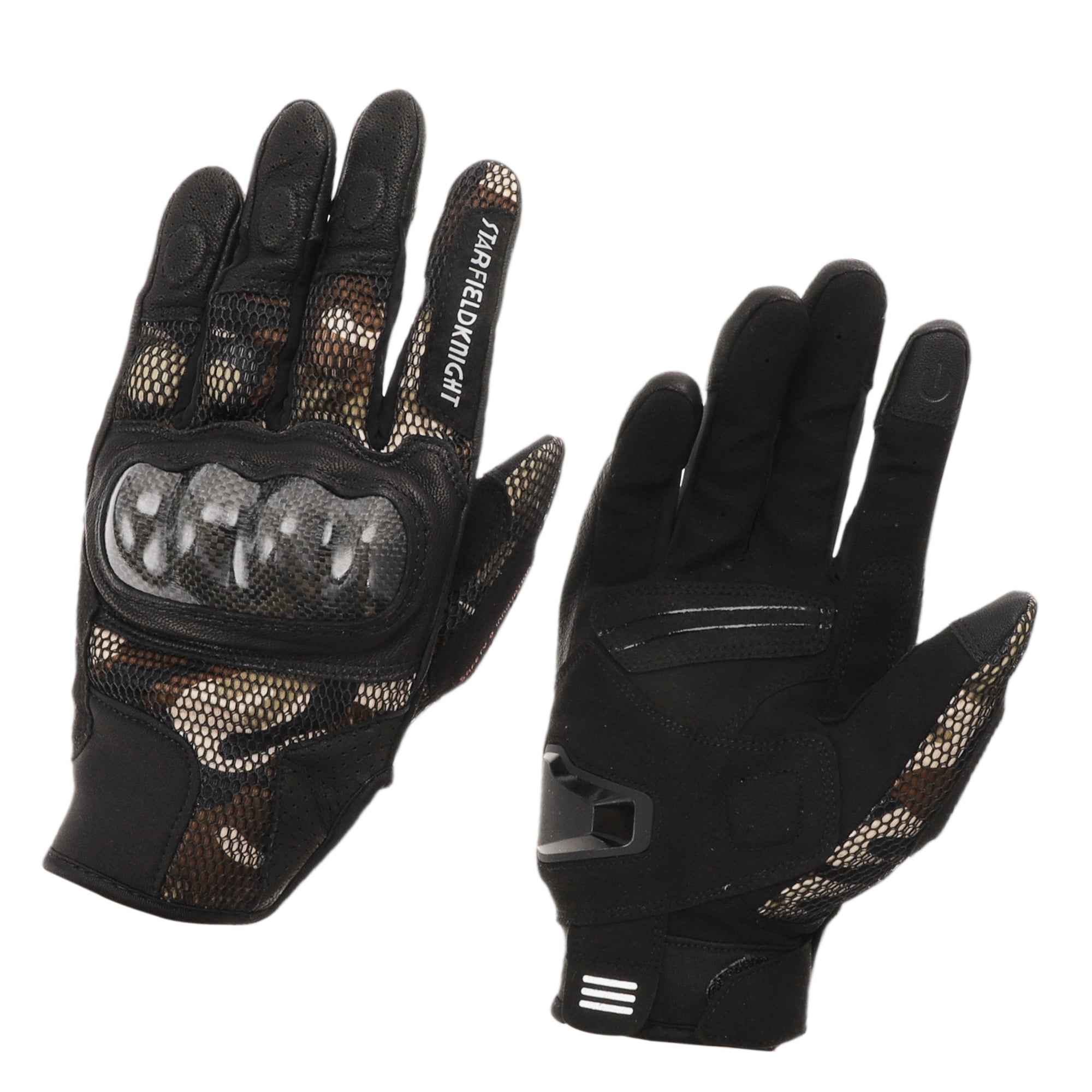 Unique Bargains XXL Motorcycle Gloves Breathable Full Finger Carbon Fiber Pattern Leather Outdoor Gloves Brown 1 Pair