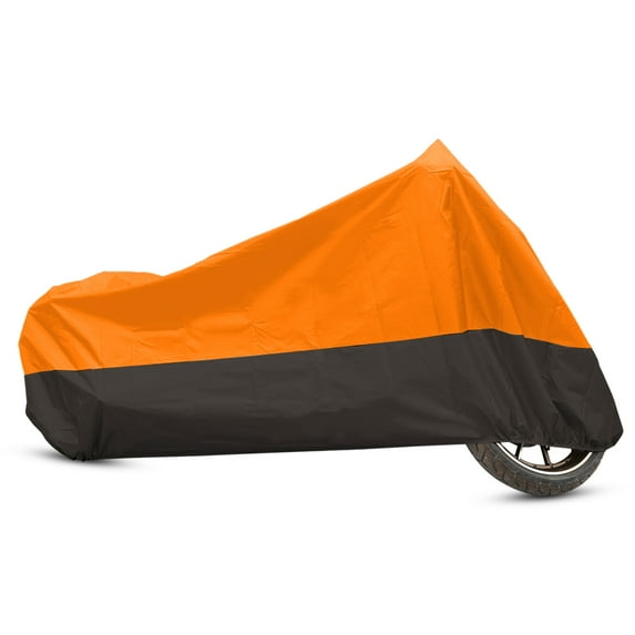 Unique Bargains 180T Motorcycle Cover Scooter Rain Dust UV Protector Orange Black XXL