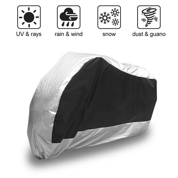 Unique Bargains 180T Rain Dust Motorcycle Cover Silver&Black Outdoor for Harley Davidson XXXL