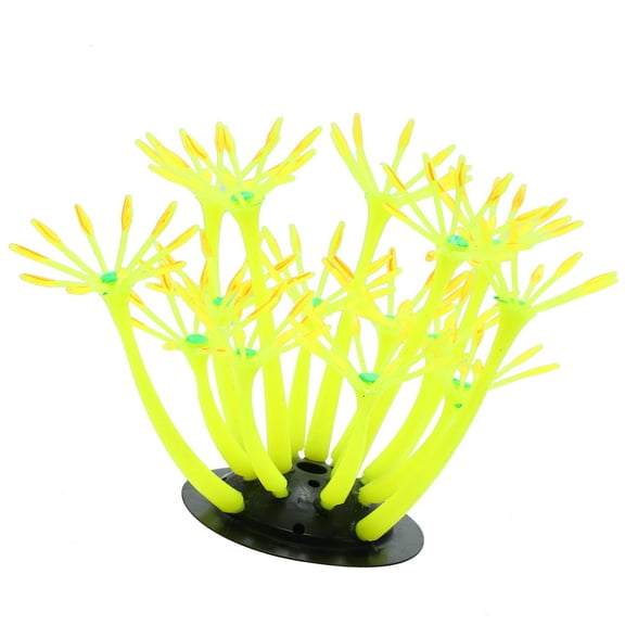 Unique Bargains Yellow Aquarium Simulation Coral Sunflower Silicone Fluorescent Fish Tank Landscape Decoration 2"x4"