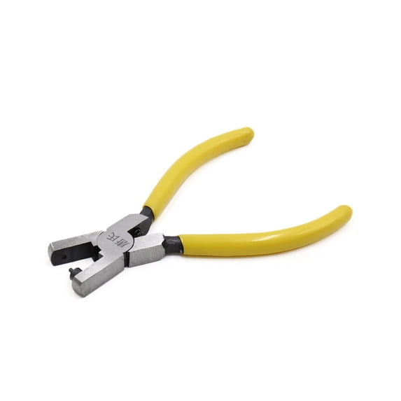 Unique Bargains Yellow Handle 2mm Diameter Round Hole Punch Pliers Repairing Tool for Car