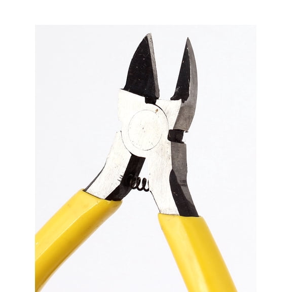 Unique Bargains Yellow Plastic Coated Handle Spring Loaded Side Cutting Diagonal Pliers 4" 10cm