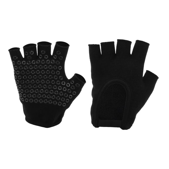Unique Bargains Yoga Gloves Anti-slip Fingerless Pilates Gloves One Size Black