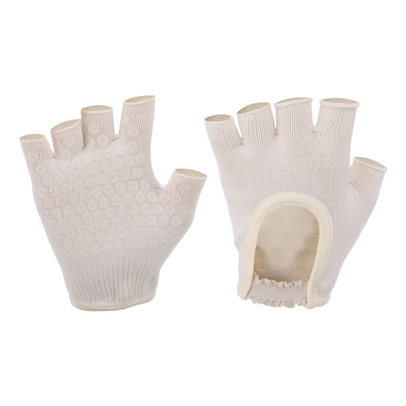Unique Bargains Yoga Gloves Durable Fingerless Pilates Gloves One Size Beige