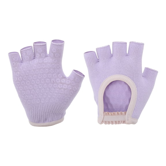 Unique Bargains Yoga Gloves Durable Fingerless Pilates Gloves One Size Purple