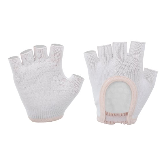 Unique Bargains Yoga Gloves Durable Fingerless Pilates Gloves One Size White