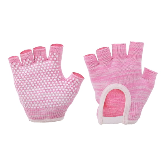 Unique Bargains Yoga Gloves Non-slip Fingerless Pilates Gloves One Size Pink