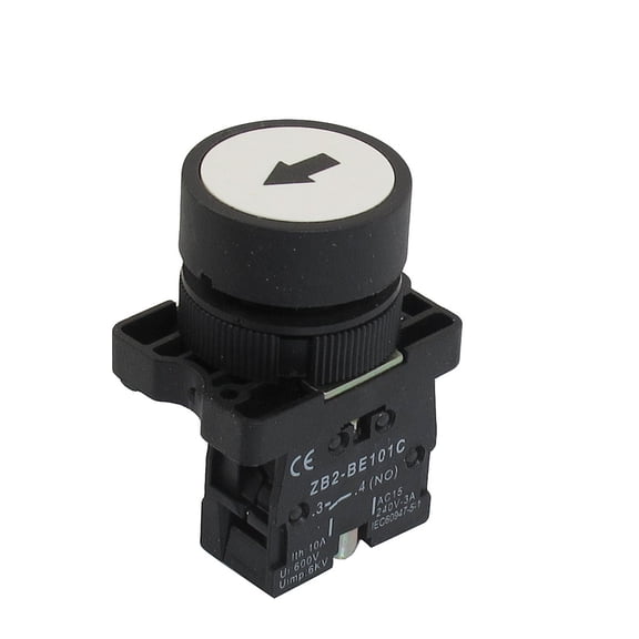 Unique Bargains ZB2-EA3241 NO Normally Open White Sign Momentary Push Button Switch 22mm