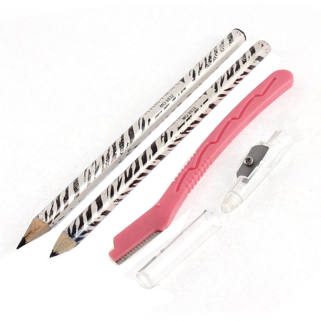 Unique Bargains Zebra Print Eyebrow Pencil Razor Sharpener Pink Black ...