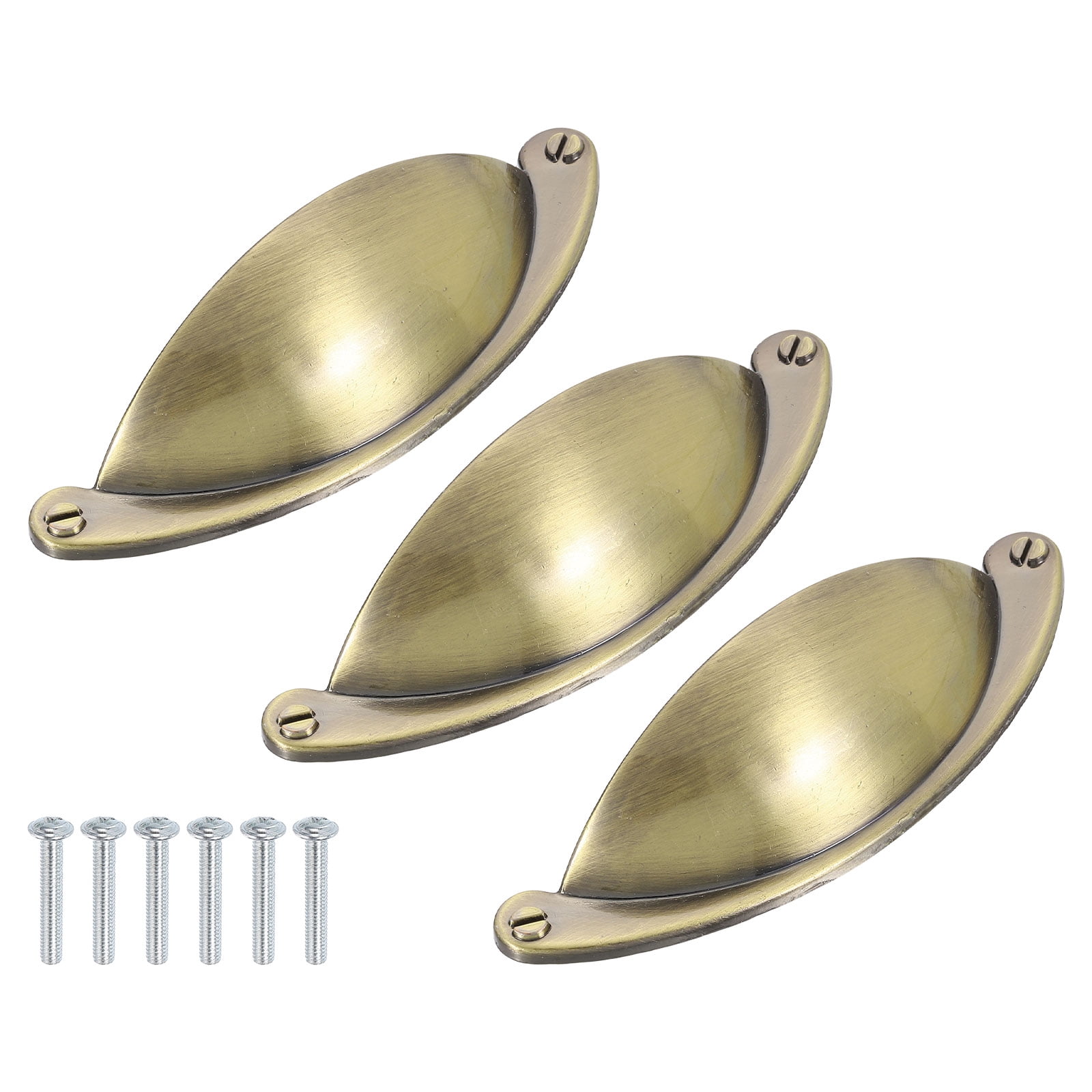 Unique Bargains Zinc Alloy Brushed Cup Pull with Screws for Cabinet and Dresser Red Bronze