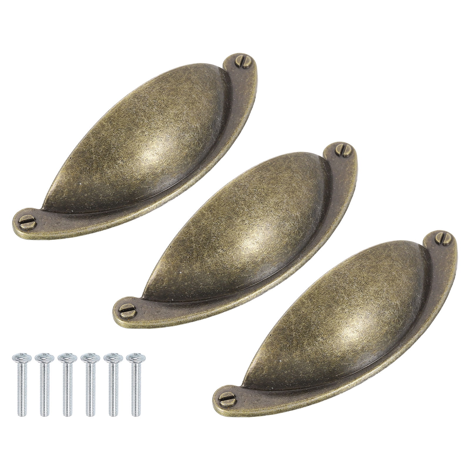 Unique Bargains Zinc Alloy Cup Pulls with Screws for Cabinet and Dresser Hardware Bronze