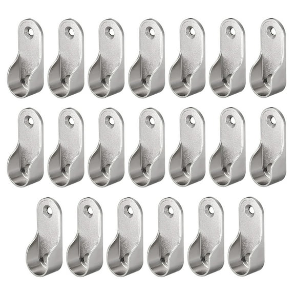 Unique Bargains Zinc Alloy Oval Closet Rod End Supports, Wardrobe Rod Flange Bracket Support Fit Rod Dia 16mm 20Pcs