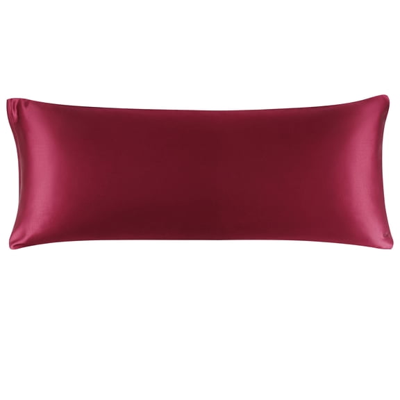 Unique Bargains Zipper Closure 1 PC Satin Body Pillowcases Burgundy 20"x72"