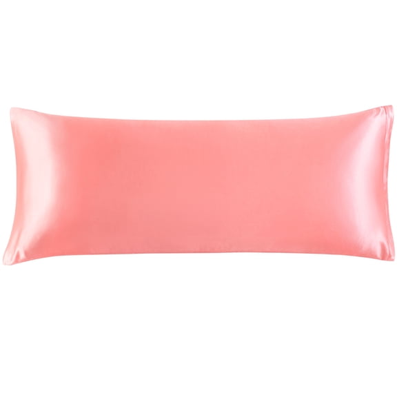 Unique Bargains Zipper Closure 1 PC Satin Body Pillowcases Light Coral 20"x48"