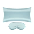 thumbnail image 1 of Unique Bargains Zipper Closure Satin Solid Pillowcase with Eye Mask Blue Non-Standard, 1 of 6