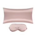 thumbnail image 1 of Unique Bargains Zipper Closure Satin Solid Pillowcase with Eye Mask Pink Non-Standard, 1 of 6