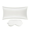 thumbnail image 1 of Unique Bargains Zipper Closure Satin Solid Pillowcase with Eye Mask White King, 1 of 6