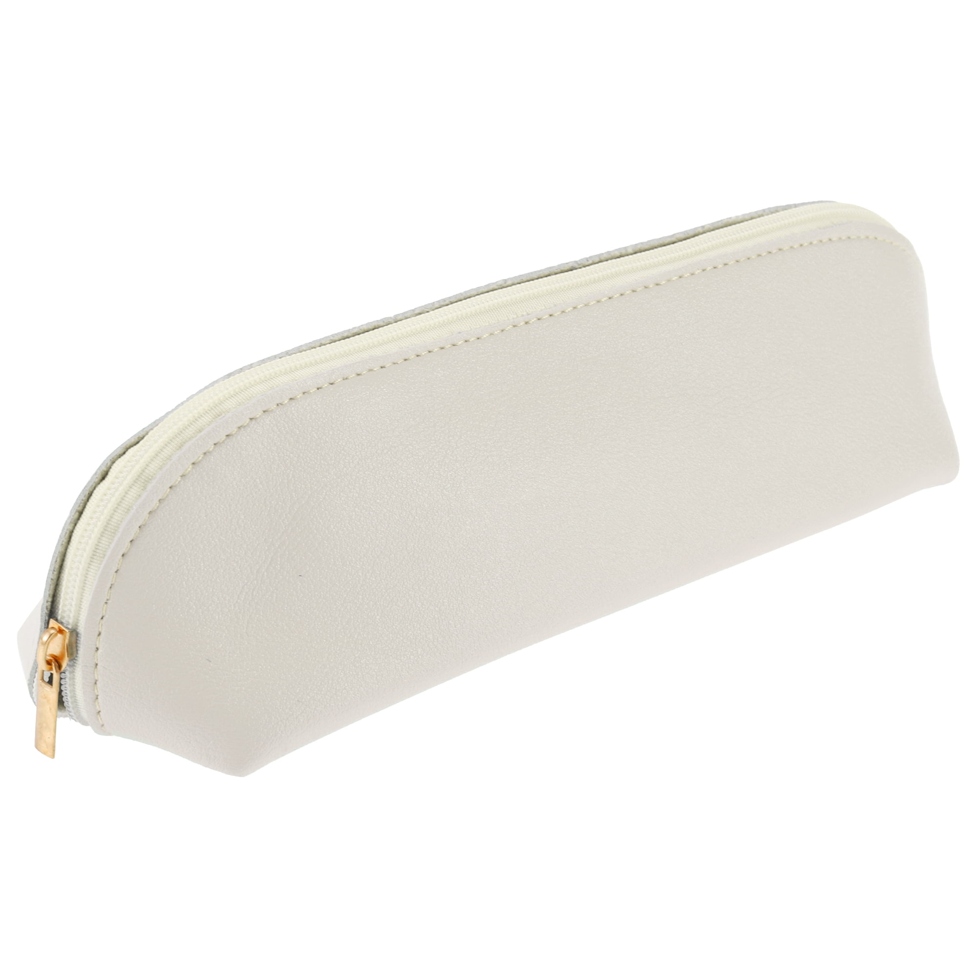 Unique Bargains Zipper Pencil Pen Case Portable Stationery Bag Beige