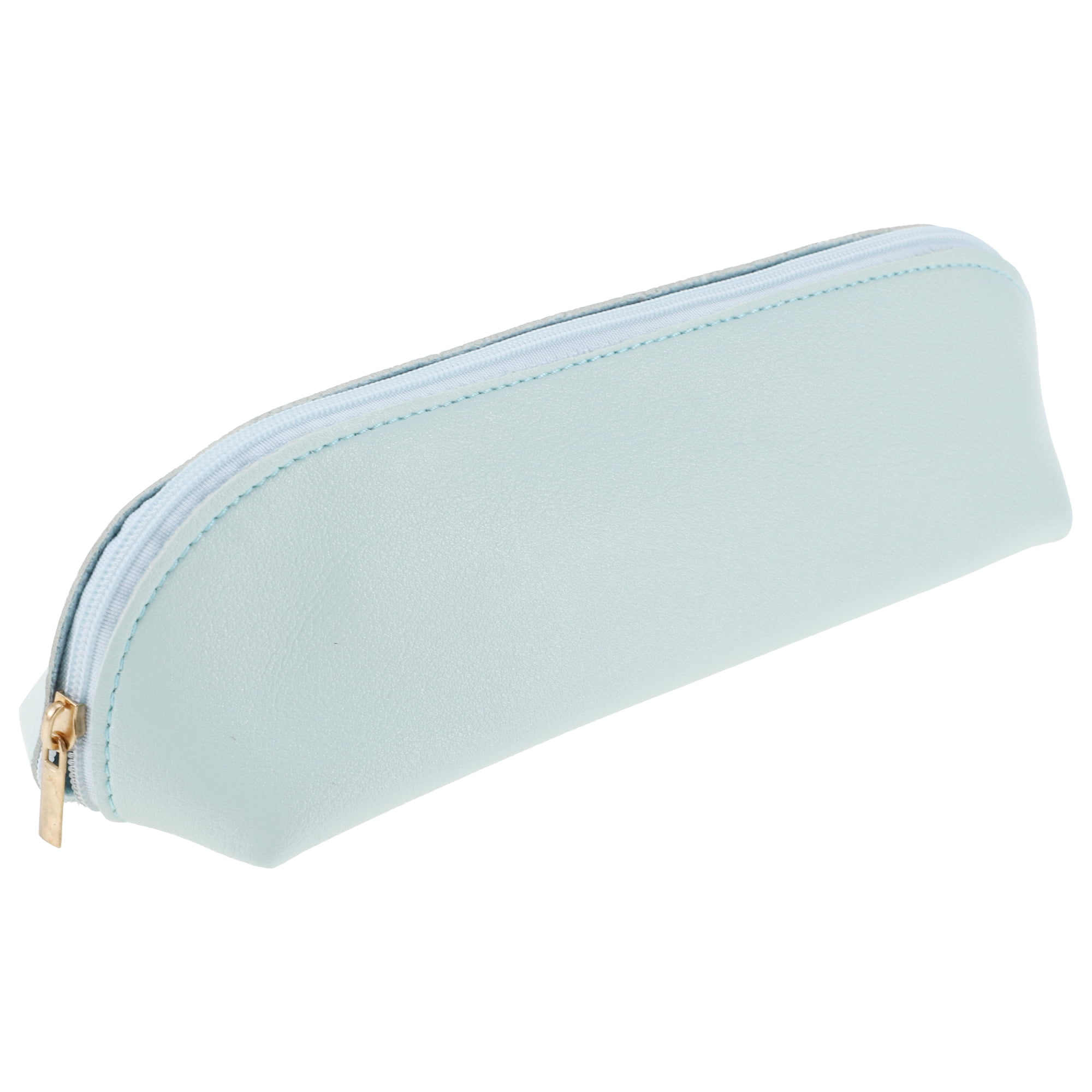 Unique Bargains Zipper Pencil Pen Case Portable Stationery Bag Light Blue