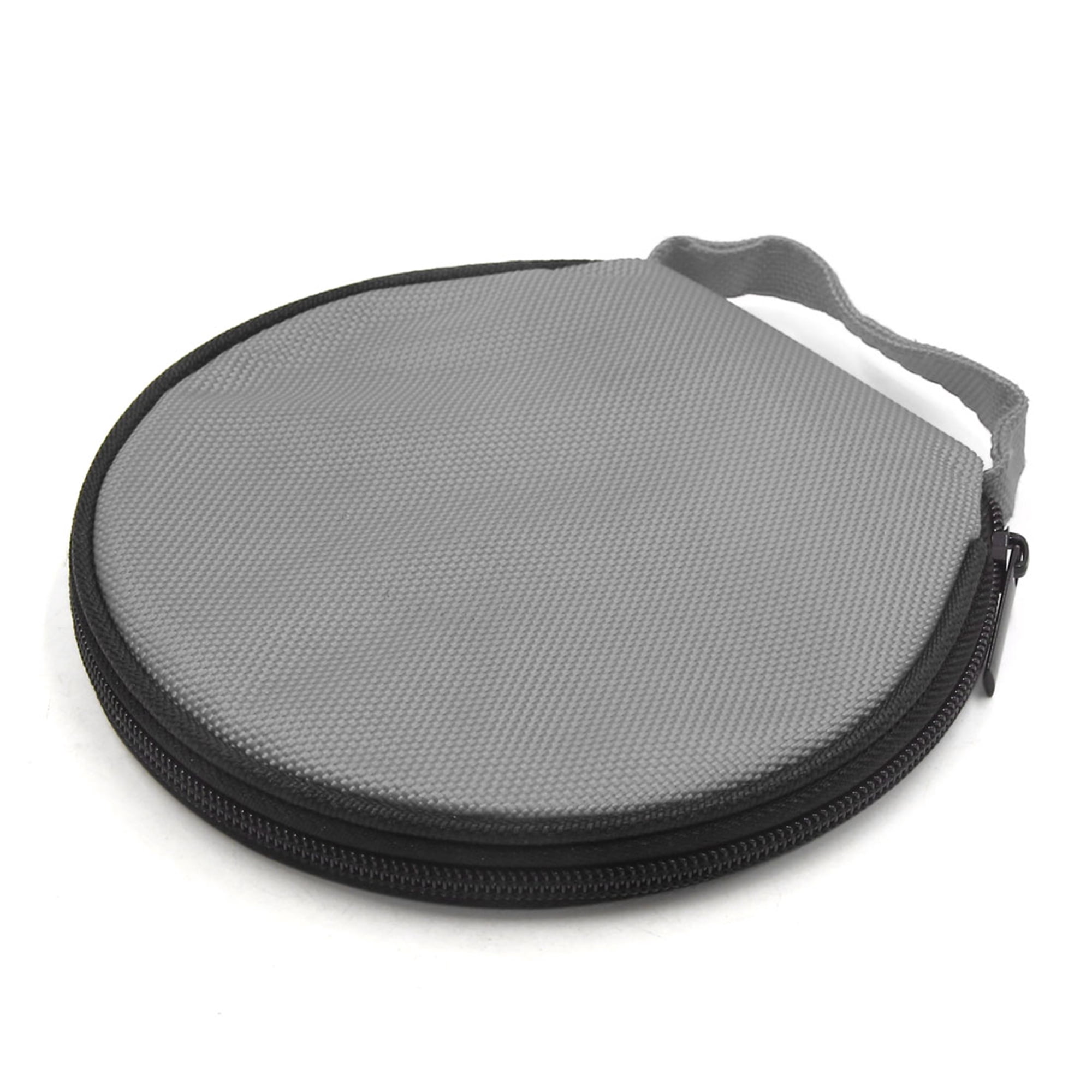 Unique Bargains Zipper Round CD Discs Holder Bag Storage Carry Case Wallet Gray