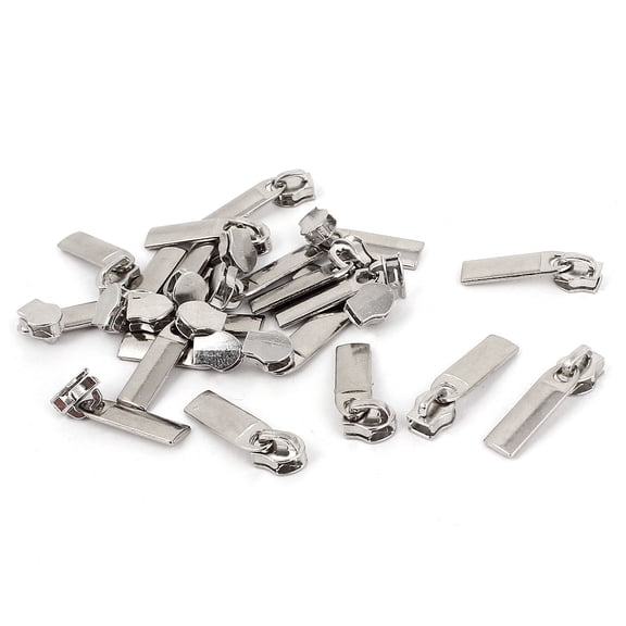 Unique Bargains Zipper Slider Metal Slider Pull #3 For Repair Replace Silver Tone 20PCS
