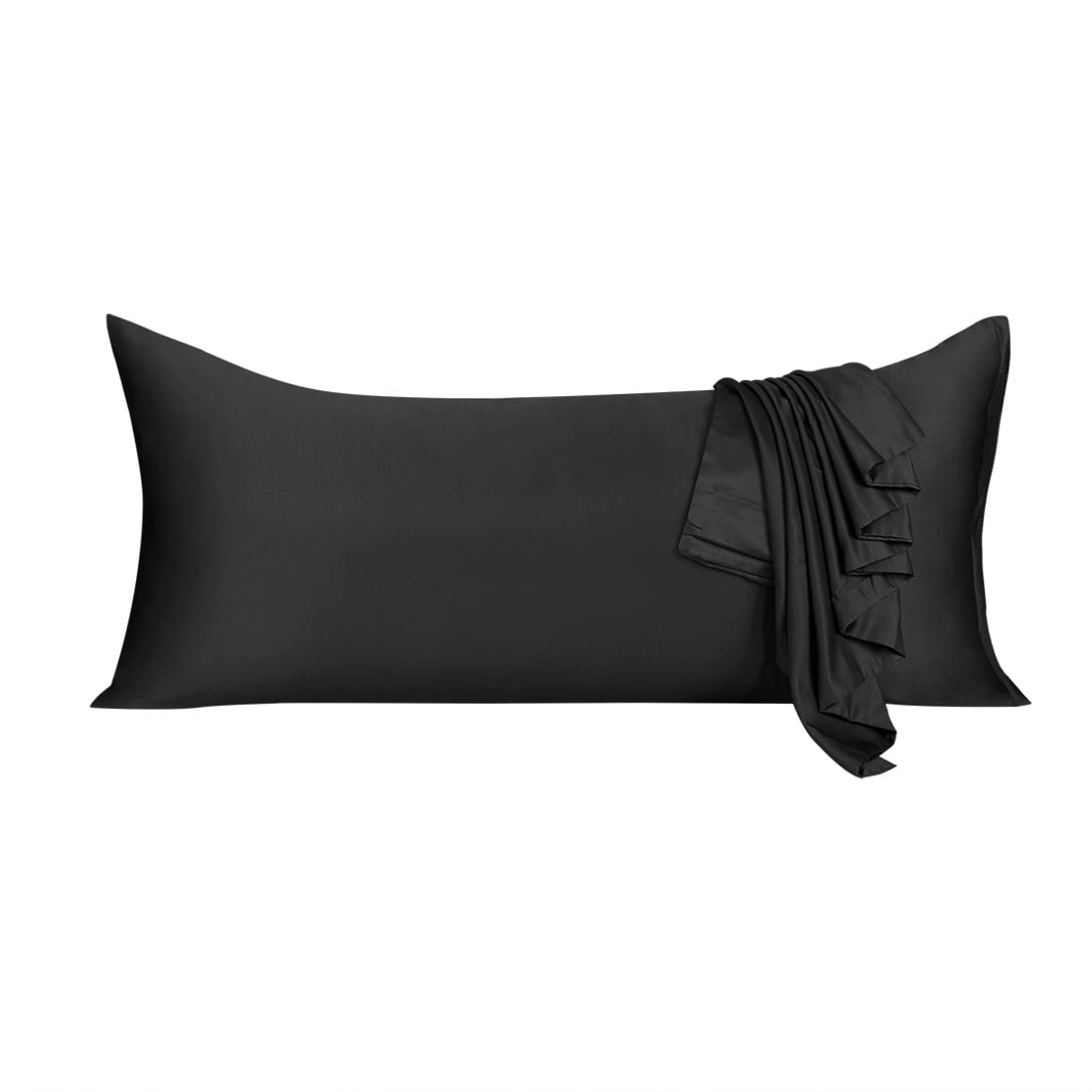 Unique Bargains Zippered Silky Satin Body Pillow Case Black 21" x 54