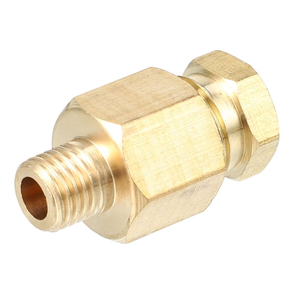Unique Bargains1 Pc M8x1 Universal Brass Fitting Compression - Car Fit 8mm - Brass Gold Tone