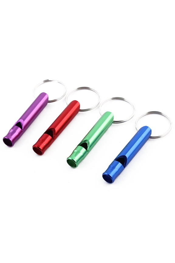 Bag Aluminium Alloy Key Chain Puppy Dog Training Whistle Assorted Color 4pcs